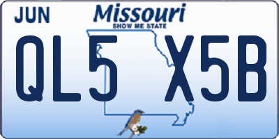 MO license plate QL5X5B