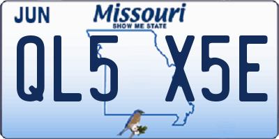 MO license plate QL5X5E