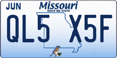 MO license plate QL5X5F