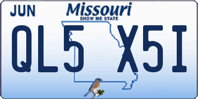 MO license plate QL5X5I