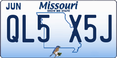 MO license plate QL5X5J