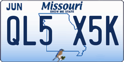 MO license plate QL5X5K