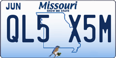 MO license plate QL5X5M