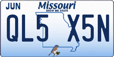 MO license plate QL5X5N