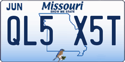 MO license plate QL5X5T