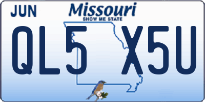 MO license plate QL5X5U