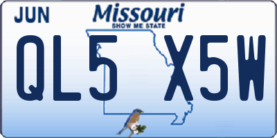 MO license plate QL5X5W