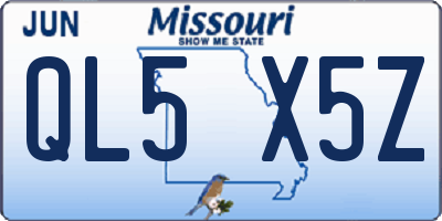 MO license plate QL5X5Z