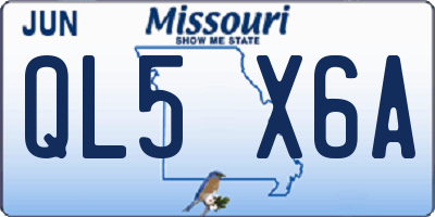 MO license plate QL5X6A