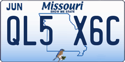 MO license plate QL5X6C