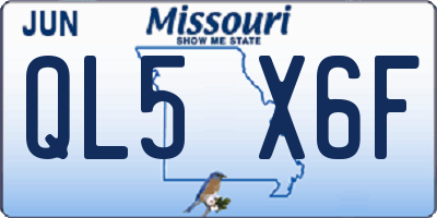 MO license plate QL5X6F