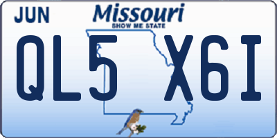 MO license plate QL5X6I