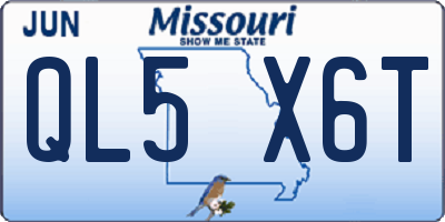 MO license plate QL5X6T