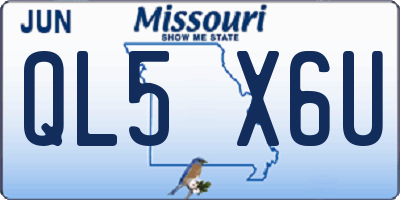 MO license plate QL5X6U