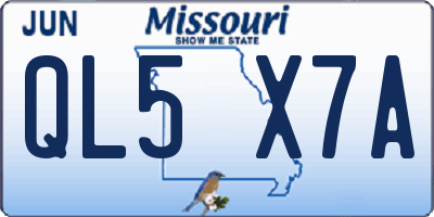 MO license plate QL5X7A