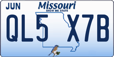 MO license plate QL5X7B