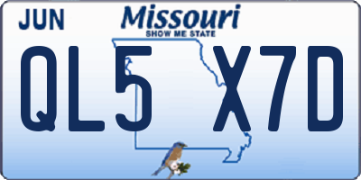 MO license plate QL5X7D