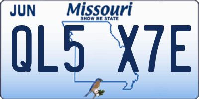 MO license plate QL5X7E