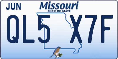 MO license plate QL5X7F