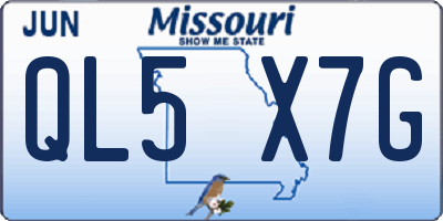 MO license plate QL5X7G