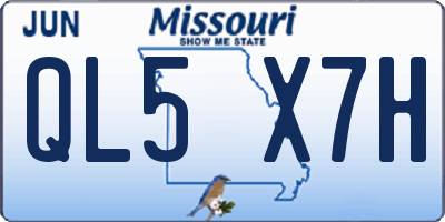 MO license plate QL5X7H