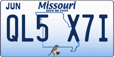 MO license plate QL5X7I