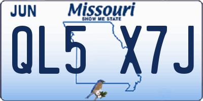 MO license plate QL5X7J