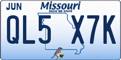 MO license plate QL5X7K