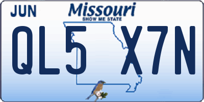 MO license plate QL5X7N
