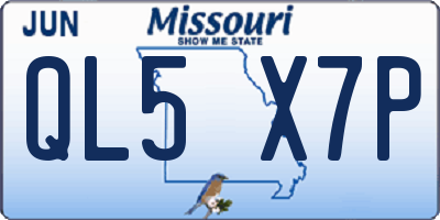 MO license plate QL5X7P