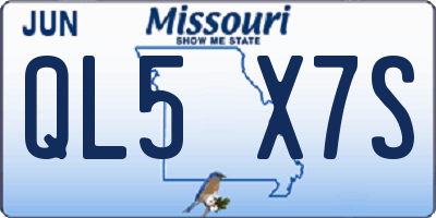 MO license plate QL5X7S