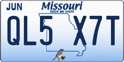 MO license plate QL5X7T