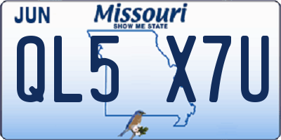 MO license plate QL5X7U