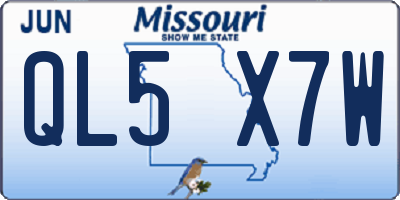 MO license plate QL5X7W
