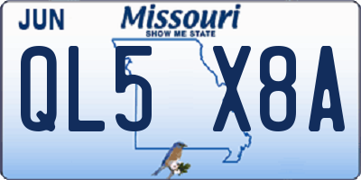 MO license plate QL5X8A