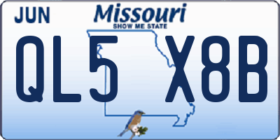 MO license plate QL5X8B