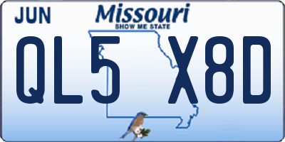 MO license plate QL5X8D
