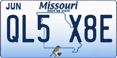 MO license plate QL5X8E