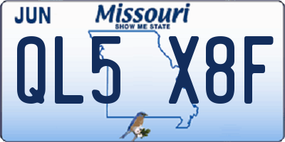 MO license plate QL5X8F
