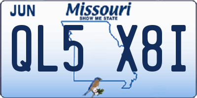 MO license plate QL5X8I