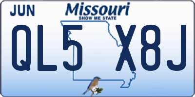 MO license plate QL5X8J