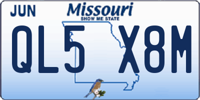 MO license plate QL5X8M