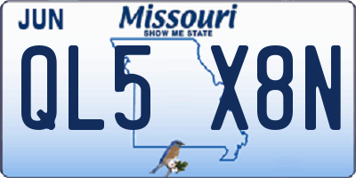 MO license plate QL5X8N