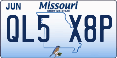 MO license plate QL5X8P