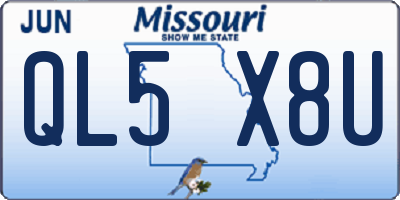 MO license plate QL5X8U
