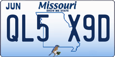 MO license plate QL5X9D