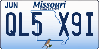 MO license plate QL5X9I