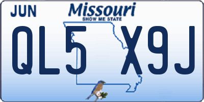 MO license plate QL5X9J