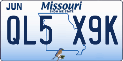 MO license plate QL5X9K