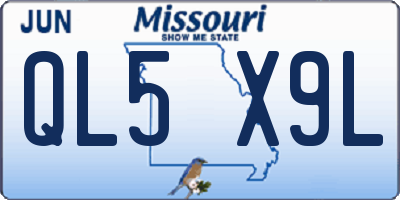 MO license plate QL5X9L